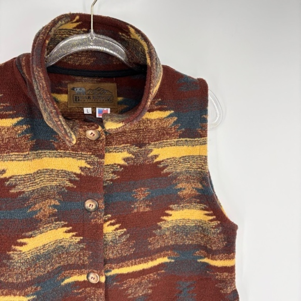 Bear Ridge Outfitters Fleece Vest Aztec Tribal Print Large Outdoor Cabincore - Picture 2 of 12